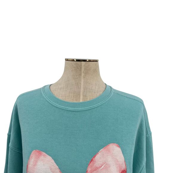 Comfort Colors Cherry Coquette Bow Sweatshirt Cotton Teal Blue‎ Size XL - Picture 2 of 9